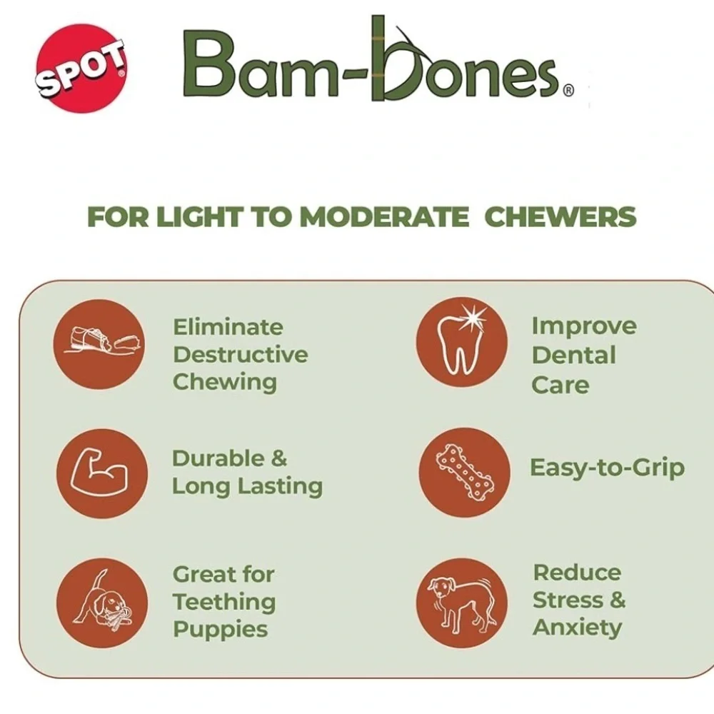 Spot Bam-bones Plus Chew Toy for Dogs - Peanut Butter Flavor- NWT